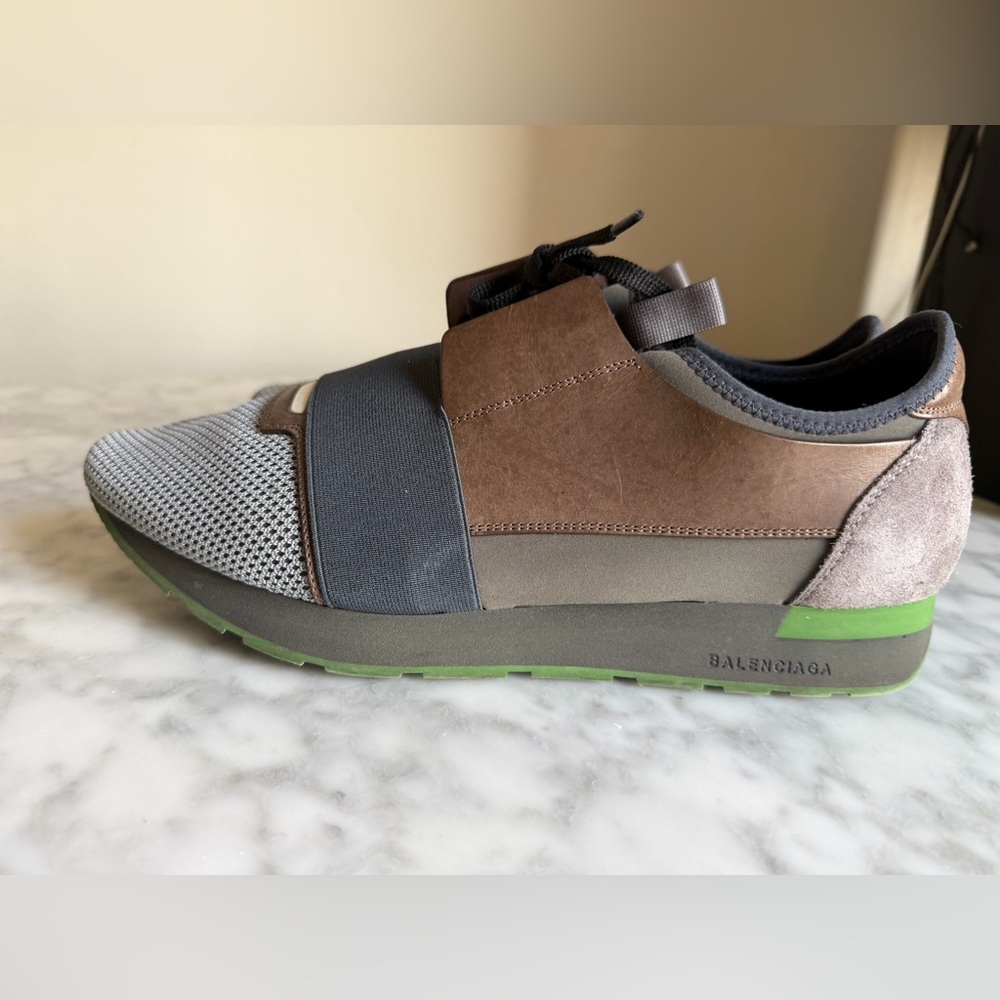 Authentic Balenciaga Leather, Suede & Mesh Race Runner Sneakers Shoes Size 45 - Picture 4 of 15
